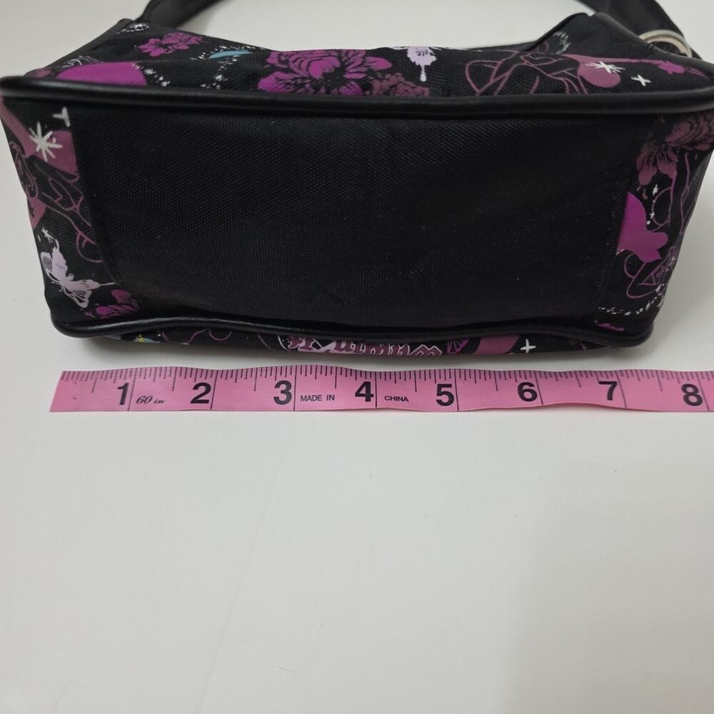 Y2K Vintage Disney Tinker Bell “Tink” Fairy Print Black Small Shoulder Bag Purse - Picture 10 of 12